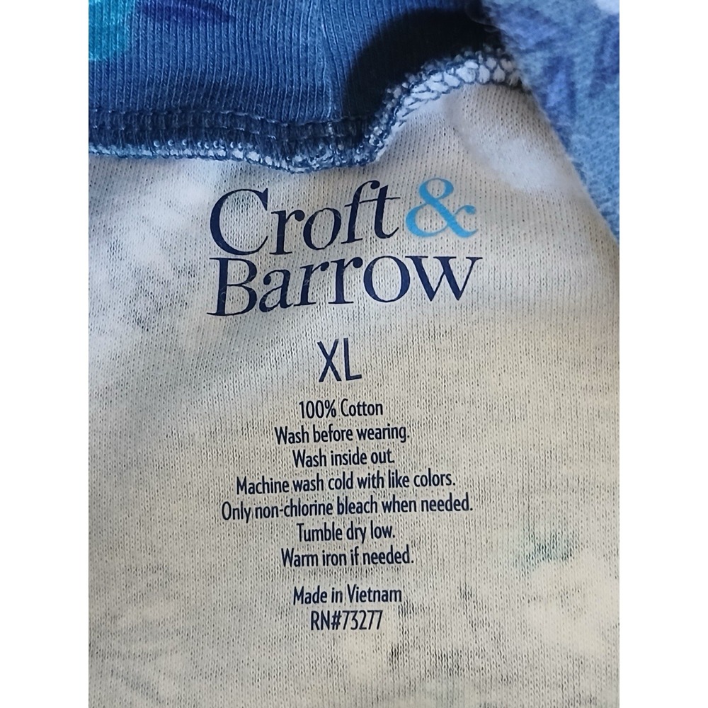 Croft & Barrow Women Size XL Blue Floralโ Mock Neck Long Sleeve Cotton Pullover - Picture 15 of 15